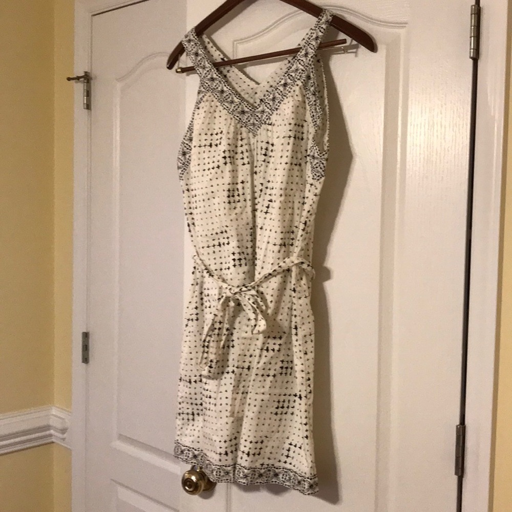 LOFT black and white sundress with tie waist.